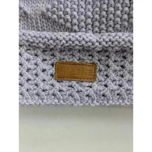 Alaska Polarwear Fleece Lined Lavender Horizontal Bands Beanie Hat - Picture 3 of 5